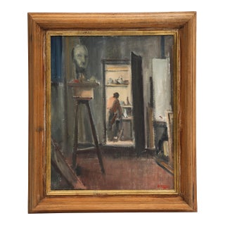 Ponziano Togni (Swiss, 1906-1971), Oil on Canvas "Studio View", Signed, 1940-1945 For Sale