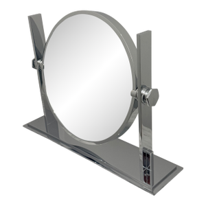Karl Springer Chrome Table Mirror — Mid-Century Modern Vanity / Desk Mirror, 26″ W
