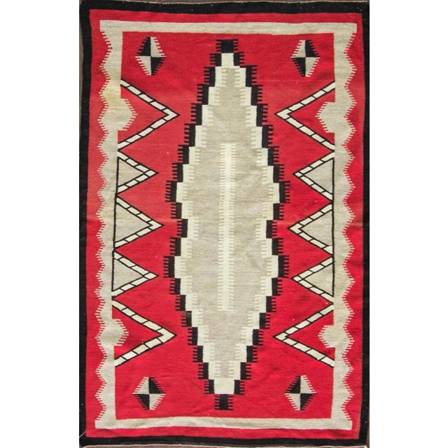 Red Antique Navajo Style Eye-Dazzler Rug, 3'9" X 5'11" For Sale - Image 8 of 8