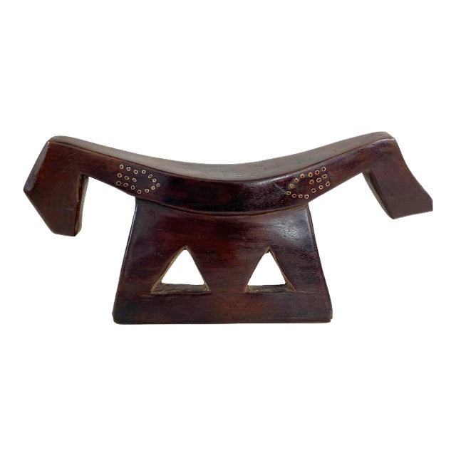 Old Dinka Headrest with Metal Studs African 17.25" W For Sale In New York - Image 6 of 7