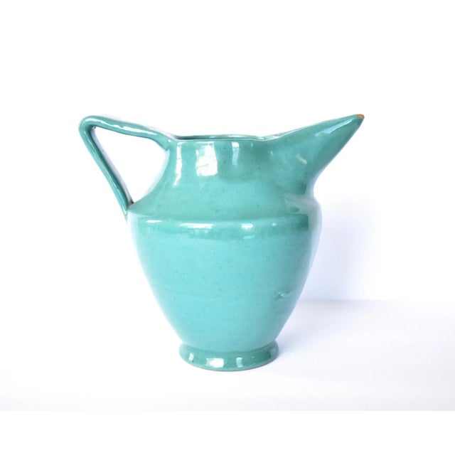 Mid-Century Italian Deruta Jade Green Pitcher For Sale - Image 9 of 11