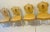 19 th c French antique handcarved walnut Louis XVI style chairs, painted white with gold wash, decorated with beaded pine...