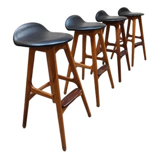 Vintage Danish OD 61 Stools by Erik Buck for OD Møbler, 1970s, Set of 4 For Sale