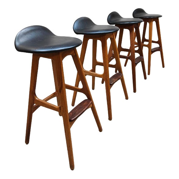 Vintage Danish OD 61 Stools by Erik Buck for OD Møbler, 1970s, Set of 4 For Sale