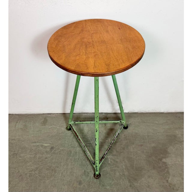 Mid-Century Modern Industrial Green Workshop Stool, 1960s For Sale - Image 3 of 15