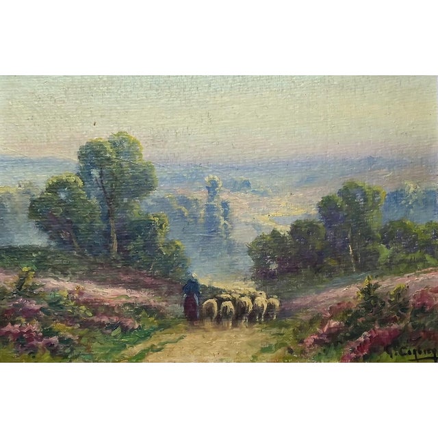Corbier, Shepherdess and Her Flock, Oil on Panel, Early 20th Century, Framed For Sale - Image 6 of 11