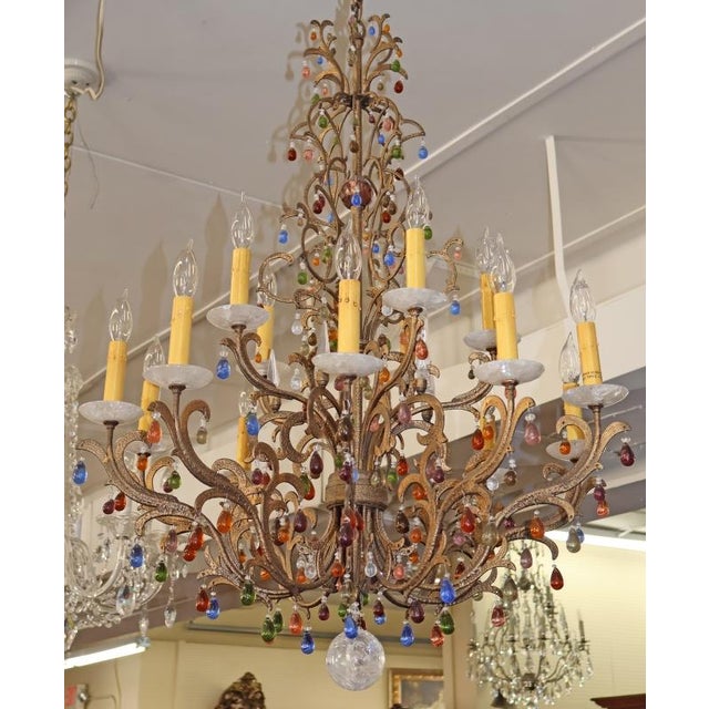 Gold Schonbek Genisis 9882 Rock & Color Crystal 15 Light Chandelier For Sale - Image 8 of 17