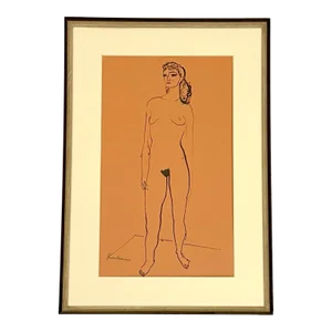 Mid Century Original Earl Kerkam Abstract Figurative Nude Painting