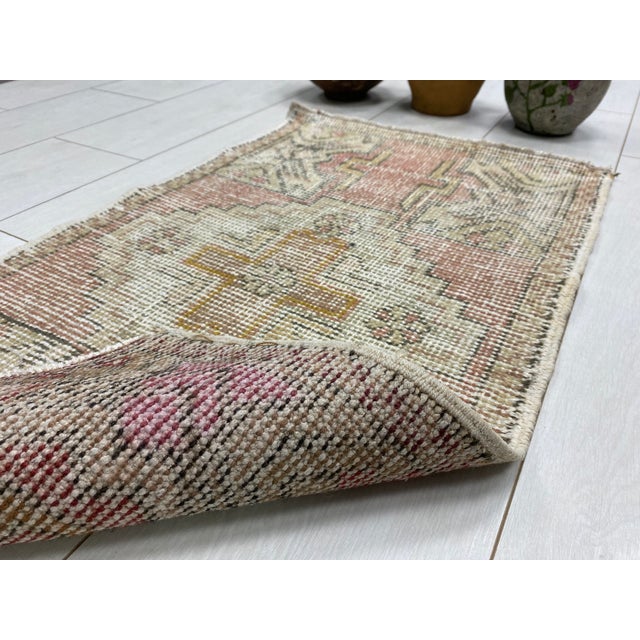 Handmade wool carpet in Turkish Anatolia , Vintage Oushak Rug,Turkish Vintage Anatolian Rug, Handmade wool Rug . One Of...