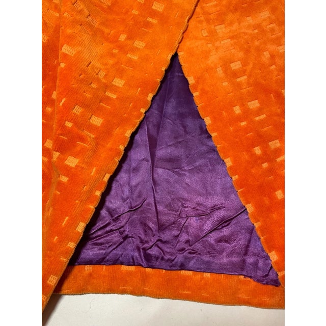 Textile Rare Antique Hand Embroidered Judaica Jewish Orange Torah Mantel Scroll Cover For Sale - Image 7 of 9