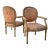 Late 20th Century Pair of Louis XVI Style Armchairs Upholstered in Terra Cotta Toile De Jouy For Sale