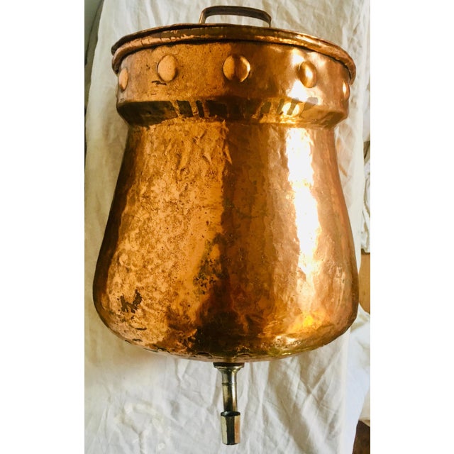 French Provincial Antique French Hammered Copper Lavabo Cistern Sink For Sale - Image 3 of 9