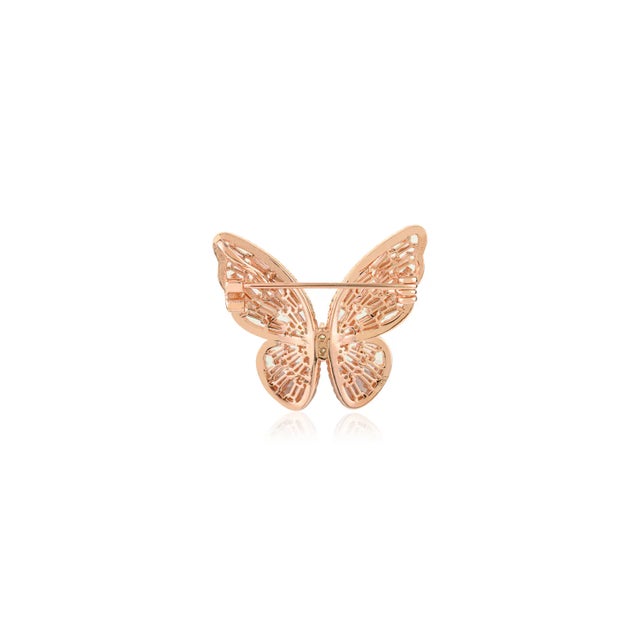 Not Yet Made - Made To Order Sparkling Butterfly Brooch in 925 Sterling Silver With Rose Gold Finish For Sale - Image 5 of 15