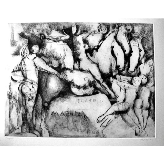 Teatro delle Maschere (Theatre of the Masks) - Original Etching by Marino Marini 1973 For Sale - Image 4 of 4