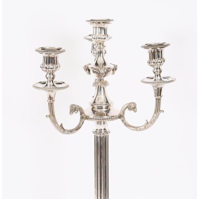 Antique Large Silver Plated Four Light Candelabra, Set of 2 For Sale - Image 15 of 18