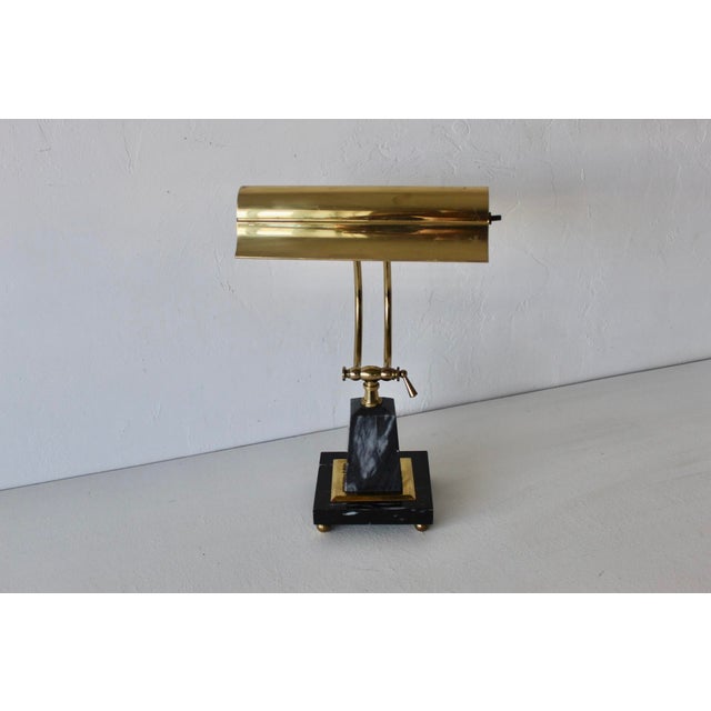 Vintage Brass Office Table Lamp Marble Base For Sale - Image 10 of 17