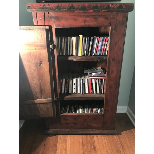 This piece is Circa 1830 with original paint. It has brackets for hanging (see photo of brackets and cupboard hanging on...
