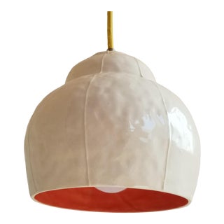 Contemporary Handmade White Ceramic Pendant Light For Sale