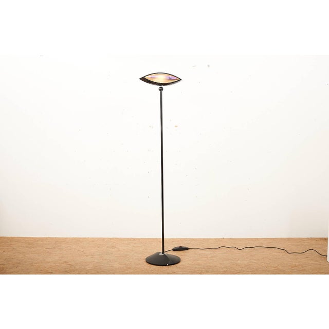 Aeto Floor Lamp with Black and Blue Metal Frame and Glass Eye Halogen Bulb by Fabio Lombardo for Flos, 1988 For Sale - Image 12 of 12