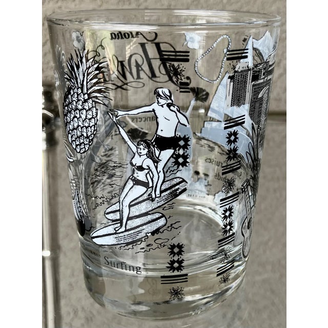 Circa 1980 “Aloha Hawaii”-Themed Lowball Glasses Attributed to Federal Glass – Set of 4 For Sale - Image 15 of 18