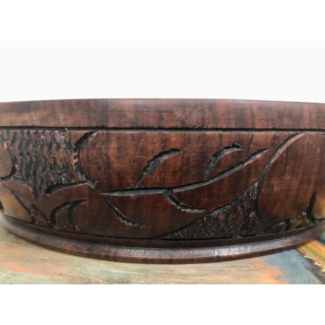 Handcarved African Hardwood Rhino Bowl / Catchall For Sale - Image 4 of 17