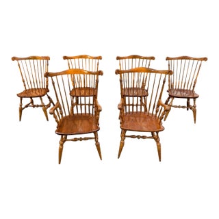 Vintage Ethan Allen Windsor Fan Back Dining Chairs. Set of 6 For Sale