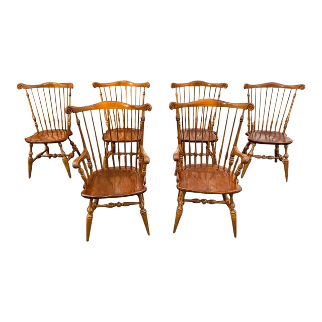 Vintage Ethan Allen Windsor Fan Back Dining Chairs. Set of 6 For Sale