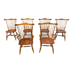 Vintage Ethan Allen Windsor Fan Back Dining Chairs. Set of 6