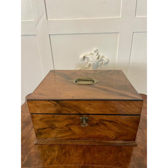 Antique Victorian Figured Walnut Sewing Box, 1860s For Sale - Image 13 of 13