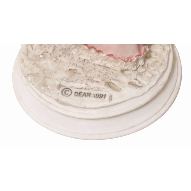 Vintage Hand-Painted Porcelain Girl with Flower Basket and Puppies Figurine by Antonio Belcari for Dear, 1987 For Sale - Image 6 of 8