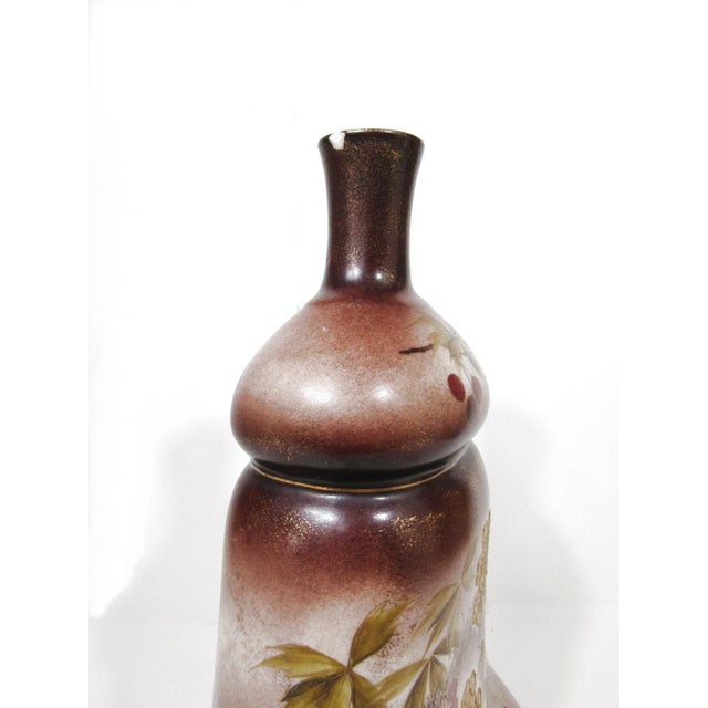 Vintage Hand-Painted Moriage Style Gourd Vase With Raised Floral Detail For Sale - Image 13 of 14