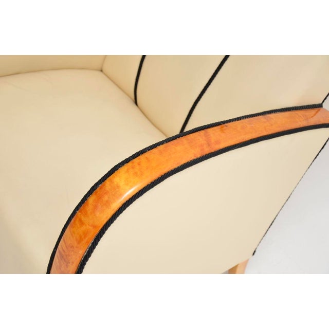 Art Deco Swedish Leather and Satin Birch Armchairs, 1930s, Set of 2 For Sale - Image 12 of 13