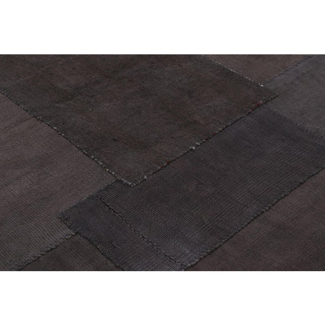 Traditional Vintage Turkish Patchwork Rug, in Brown, Gray and Charcoal Hues - Rug & Kilim For Sale - Image 3 of 10