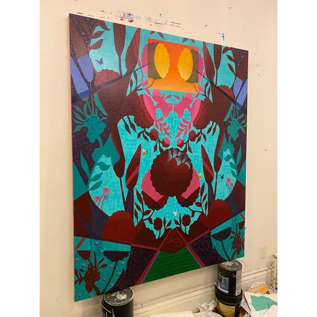 2020s "Reflections of Paradise" Contemporary Original Abstract Acrylic Painting by Albert Leon Sultan For Sale - Image 5 of 12