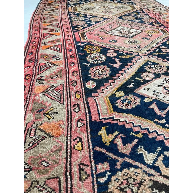 Wide Antique Runner SUNSET COLORS with Family of Sheep & Birds Woven Rug 4.4 x 12.4 For Sale - Image 9 of 16