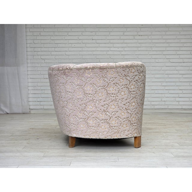 Danish 2-Seater Banana Sofa in Light Green-Gray Furniture Velour, 1970s For Sale - Image 11 of 18