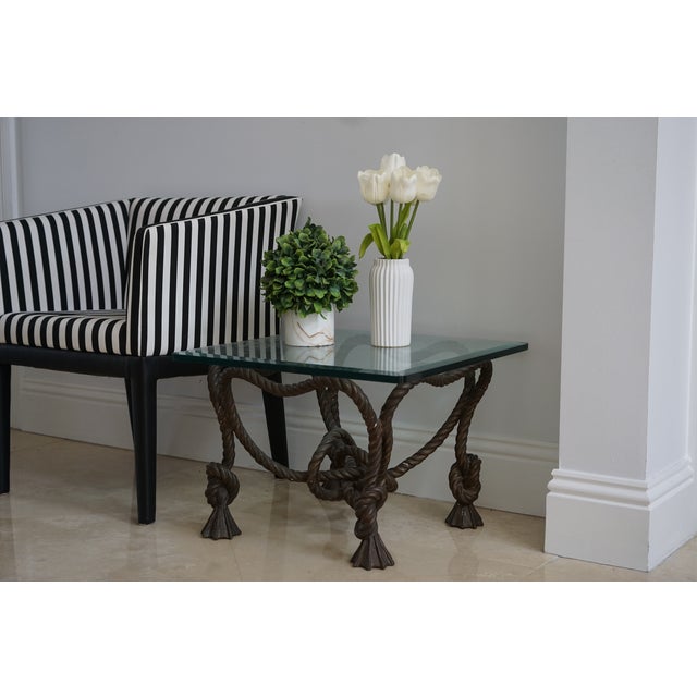 Traditional Vintage Rope Side Table For Sale - Image 3 of 8