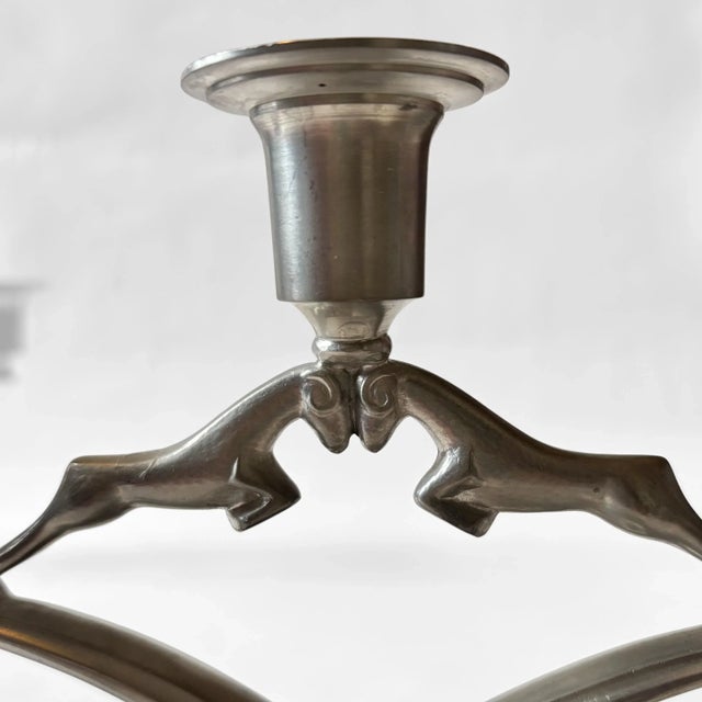 1930s Swedish Grace Pewter Candelabras by Thorild Knutson, Gränna, 1935, Set of 2 For Sale - Image 5 of 11