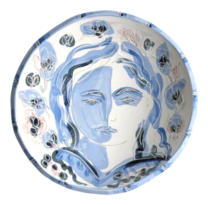 Fleur Blue Contemporary Ceramic Pottery Bowl