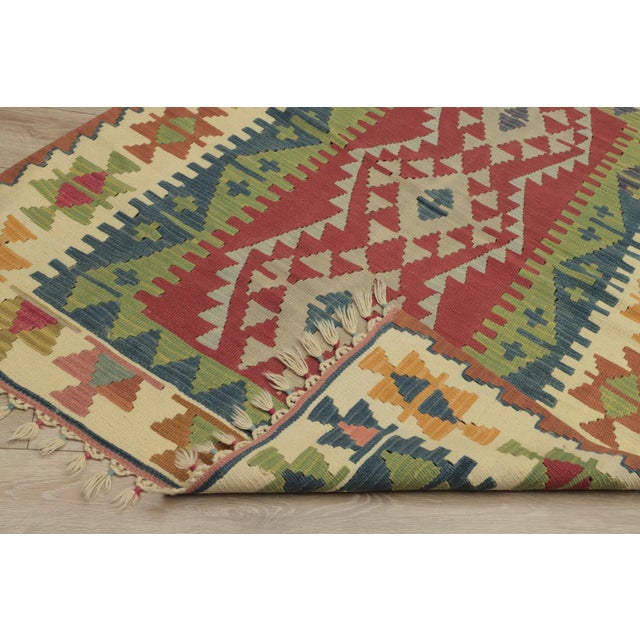 1970s Tribal Style Geometric Design Handmade Oushak Kilim Rug For Sale - Image 12 of 13