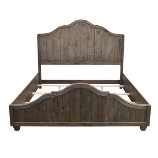 Rustic Grey Wood King Size Bed For Sale