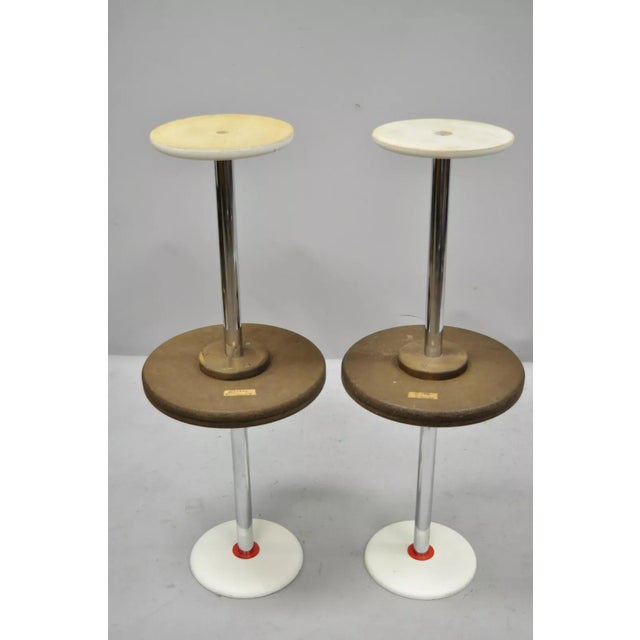 Late 20th Century Mid Century Orange Yellow White Round Side Tables by R. Johnson - Set of 4 For Sale - Image 5 of 10