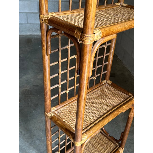 1980s Bamboo and Cane Etagere Shelf For Sale In Philadelphia - Image 6 of 11