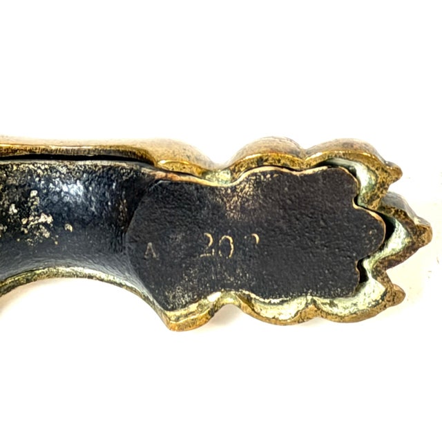 Gold Antique English Brass and Iron Fire Stop Paperweight Signed CSJ - Circa 1850 For Sale - Image 8 of 16