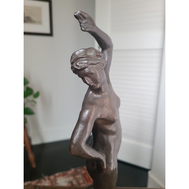 1920s Guss H. Noack Antique Art Deco Bronze Sculpture Dancing Nude Woman Figurine For Sale - Image 14 of 18