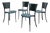 Vintage Chairs in Black Metal with Leather and Aqua Green Fabric, 1980s, Set of 4 For Sale