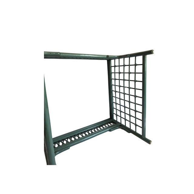 Emerald 1970s Palm Beach Style Custom Emerald Lacquered Bamboo & Double Lattice Coffee Table For Sale - Image 8 of 10
