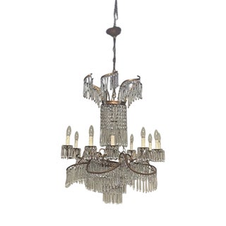 Neo-Classical Glass and Bronze Cascade Chandelier in the style of K.F. Schinkel, 1890s For Sale