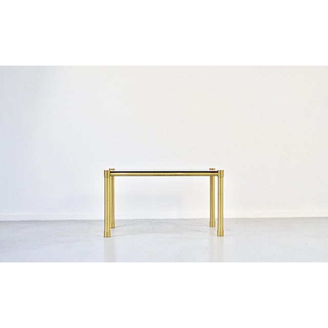Metal Tubular Brass and Smoked Glass Coffee Table, 1960s For Sale - Image 7 of 9