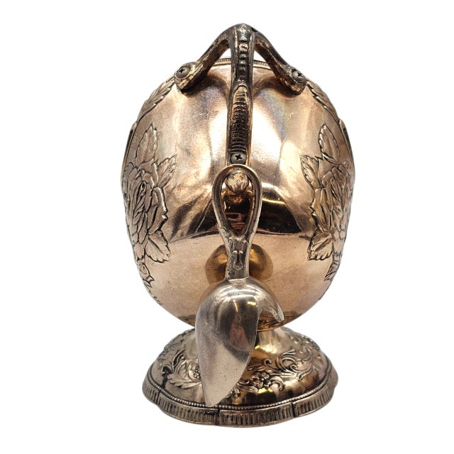Vintage Silverplate Sugar Scuttle With Scoop, Embossed Rose, Ds Co, 6" For Sale In San Francisco - Image 6 of 10